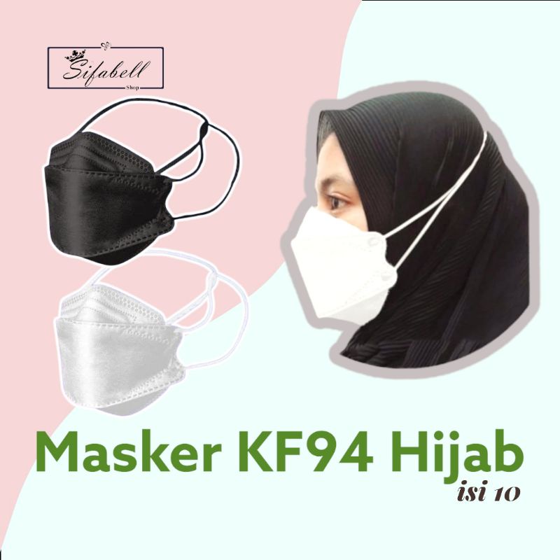 Masker KF94 Hijab Headloop 4ply Impor Korea 4D KF 94 Isi 10 Pcs