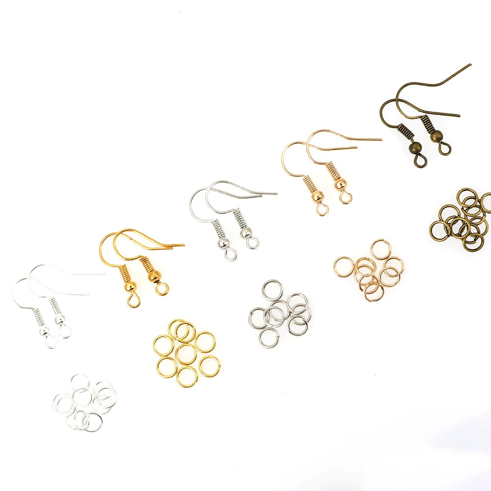 500pcs Cincin Terbuka + 100pcs Kait Konektor Anting Untuk Aksesoris Perhiasan DIY