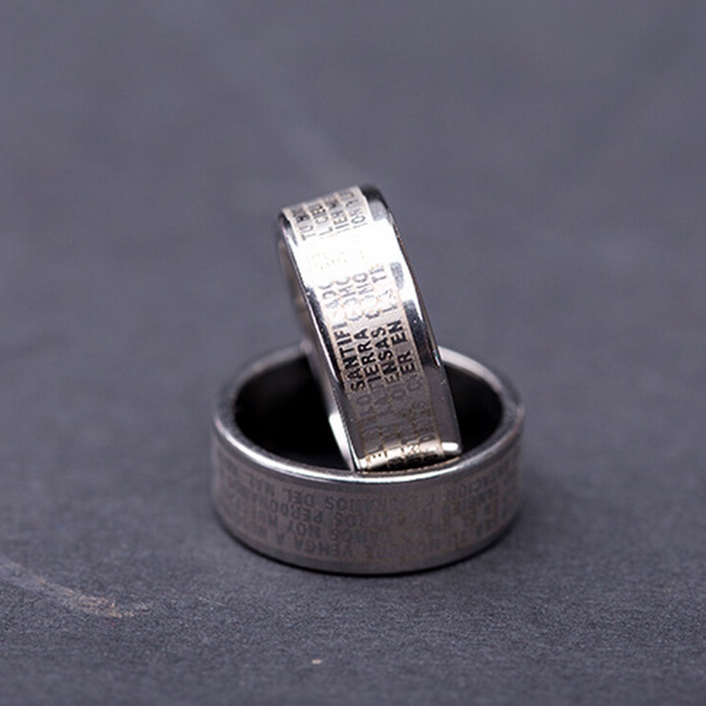 1pc Cincin Bahan Titanium steel Desain Alkitab Untuk Pria / Wanita