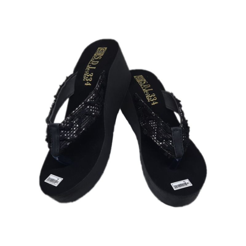 sandal wanita wedges spon Jala Loreng