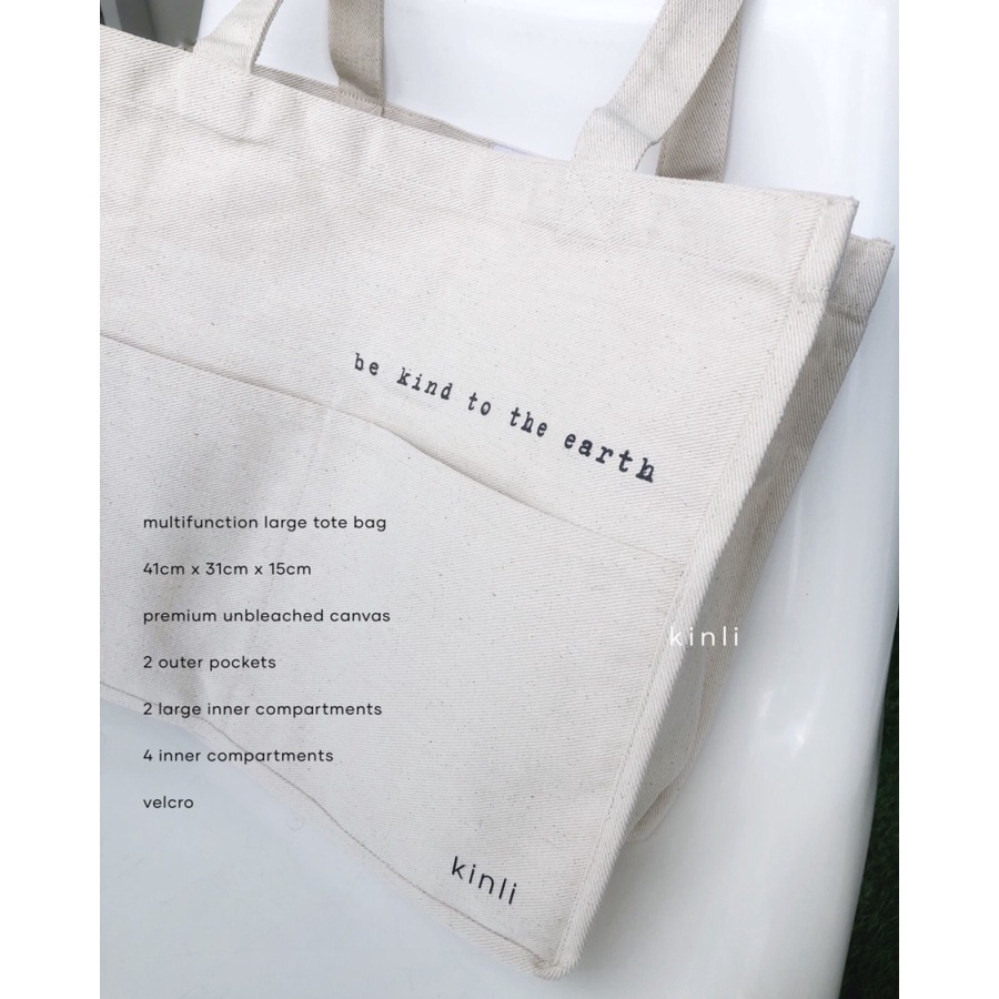 kinli large tote bag reusable canvas daily bag multifunction grocery