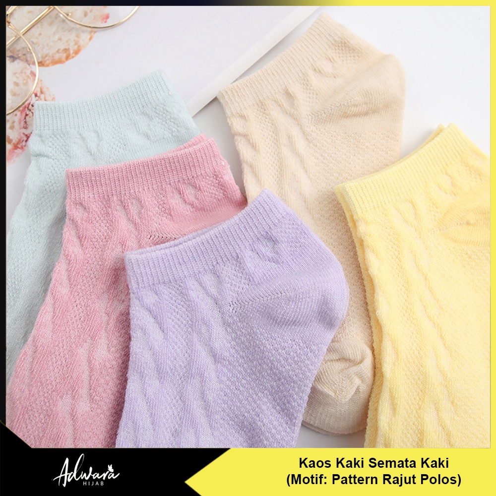 Kaos Kaki Wanita Pendek Semata Kaki Motif Pattern Rajut Polos Fashion Korea Women Sock Import