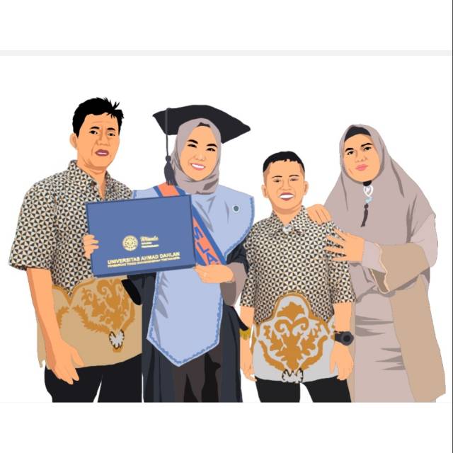 Jasa Edit Foto Vector Family Wisuda Foto Family Kamu Jadi Kartun Shopee Indonesia