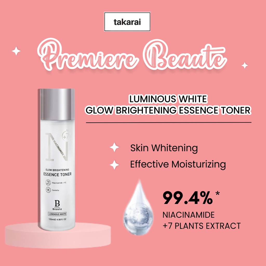 [COD] Premiere Beaute Luminous White Brightening Essence Toner Perawatan Wajah Glowing Sepanjang Hari - BPOM 120ML