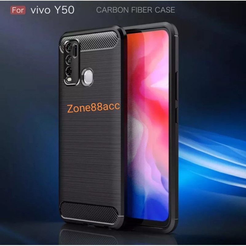 Silicon Case VIVO Y30 Y30 i Y50 Softcase iPAKY Carbon Casing Cover TPU