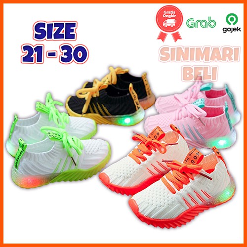 Sepatu Anak LED Perempuan dengan Model Strip Sneakers Anak Perempuan LED Strip