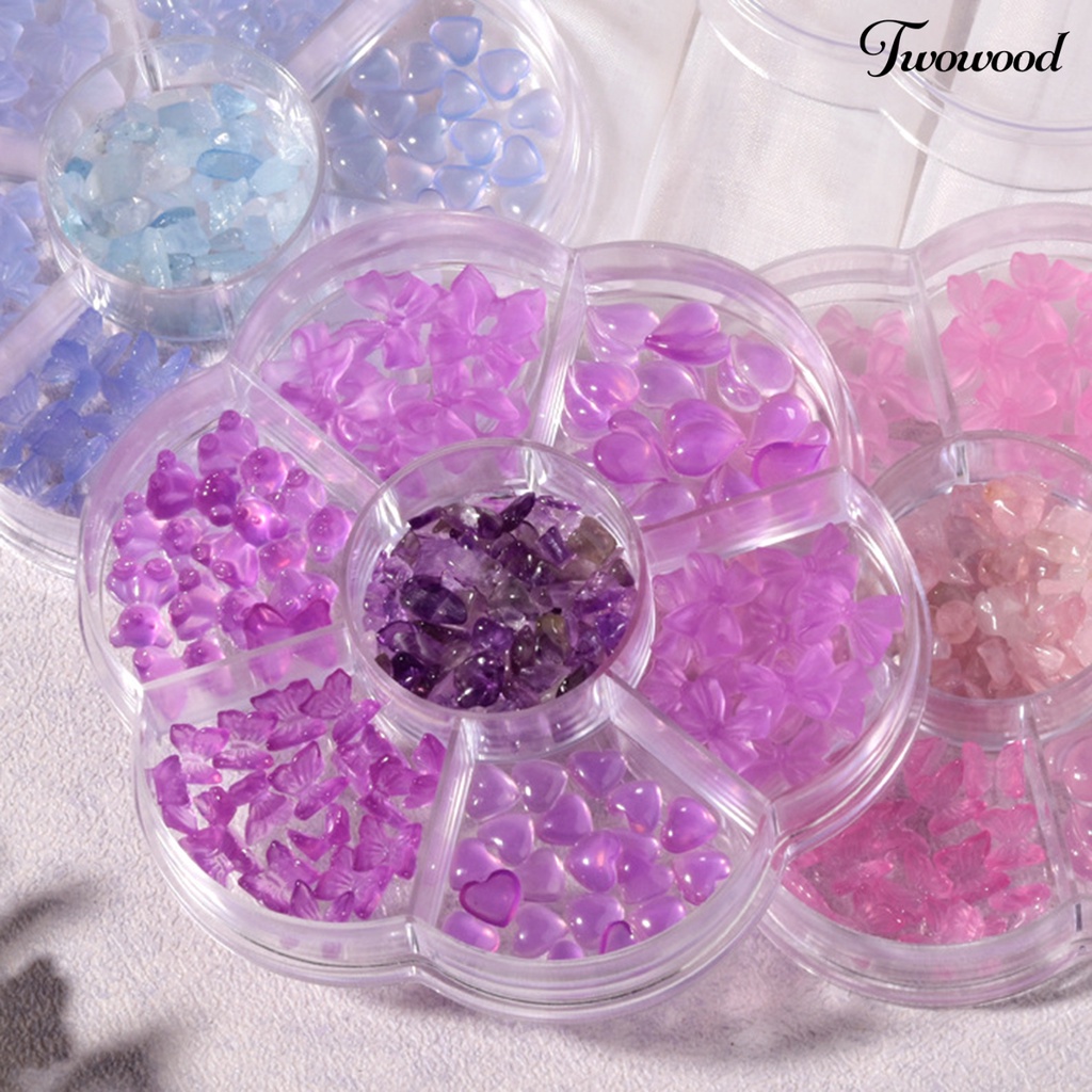 1 Kotak Ornamen Kuku 3D Bahan Resin Warna Cerah Untuk Dekorasi Manicure Wanita