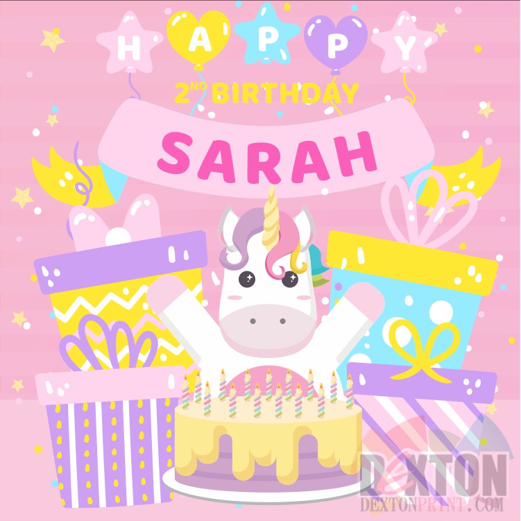 Spanduk banner ultah ulang tahun unicorn