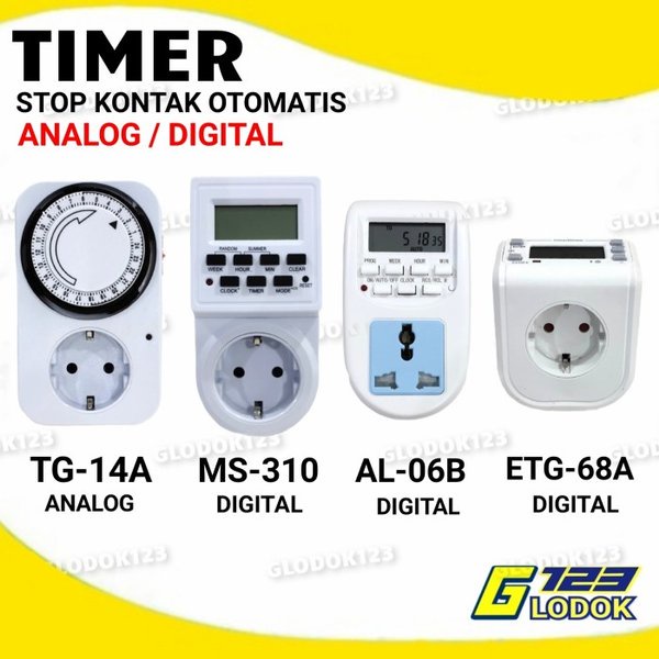 Stop Kontak Timer ON OFF Listrik Otomatis Manual Analog Digital 24 Jam