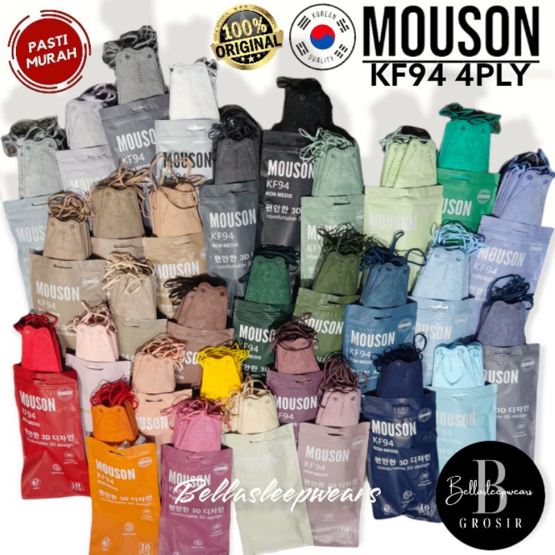 KF94 MOUSON EMBOS 10PC - MASKER MOUSON KF94 NEW WARNA TALI SENADA 4PLY