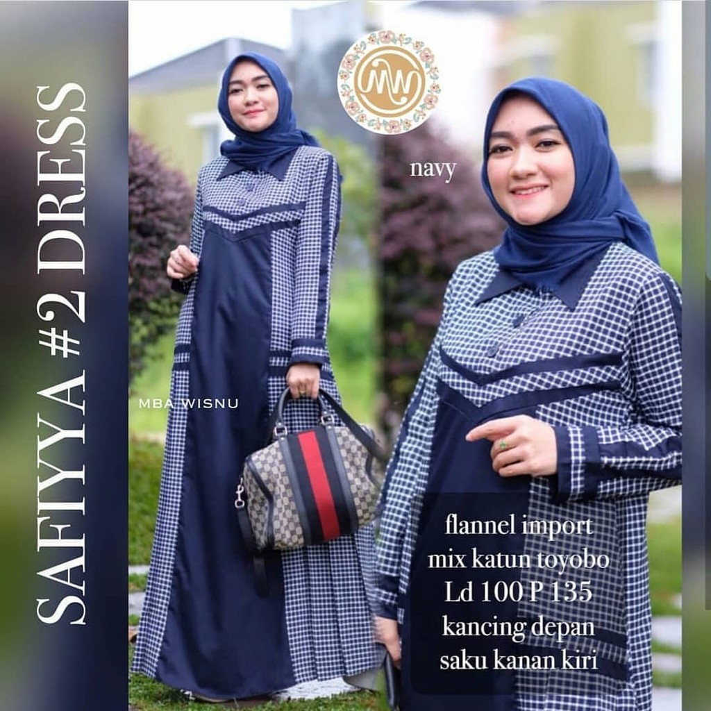 Safiyya Dress Ballotely Mix Katun Kotak - Dress Wanita - Long Dress - Dress Hijab - Dress Muslimah