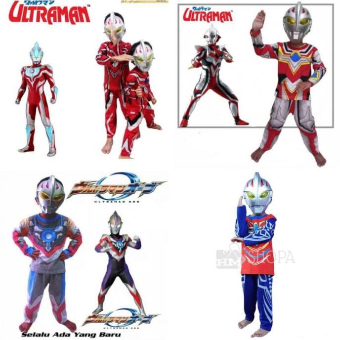 Kostum baju anak ultramen nexus gaya zero gratis topeng mainan - 2-3 tahun, Ultramen Merah
