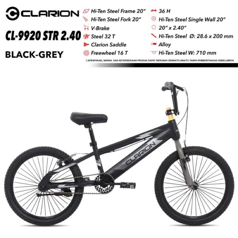 SEPEDA BMX CLARION 9902 by PACIFIC BIKE 20 INCH SILVER BLACK