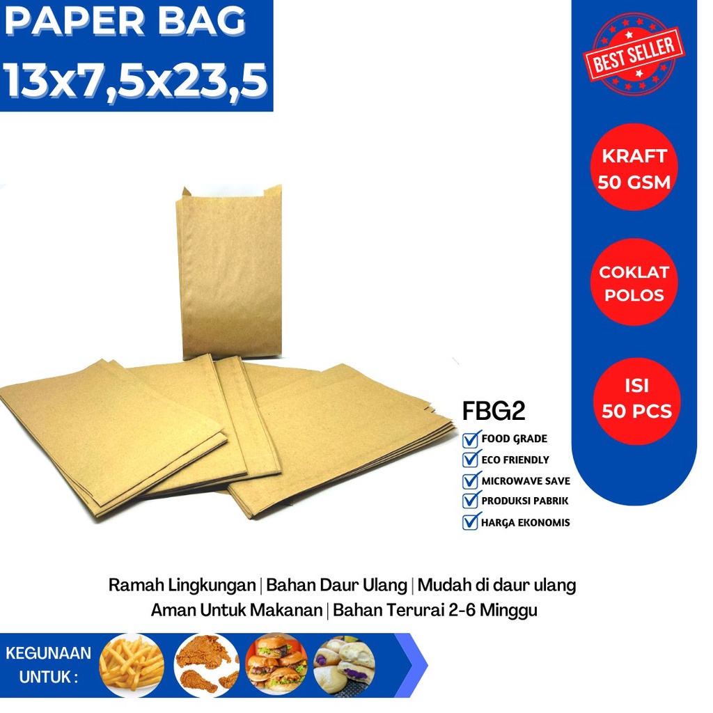 Paper Bag Small Kantung Fried Chicken (Isi 50 Pcs-FBG2B)