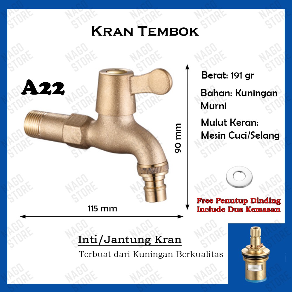 KERAN KRAN AIR TEMBOK TAMAN CABANG SHOWER WASTAFEL MESIN CUCI BESI STAINLESS STEEL 304 ENGKOL MURAH