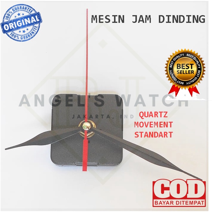 ANGELS Mesin Jam Dinding QUARTZ ( DETIK ) Bunyi Tik.. tik.. Standart [ FULLSET ] LENGKAP