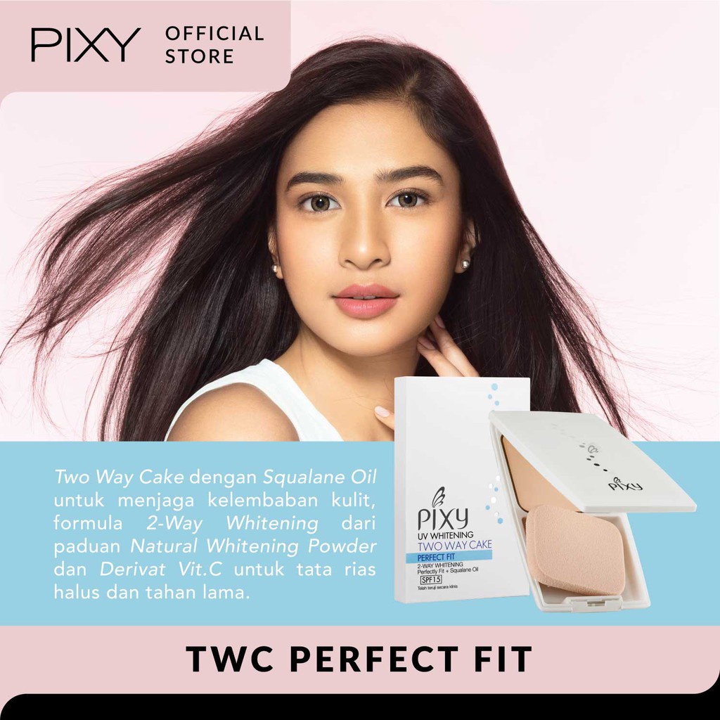 Ningrum Kecantikan Wajah Bedak Pixy Uv Two Way Cake Perfect Fit Bedak Padat Reguler PIXY ORI - 8019