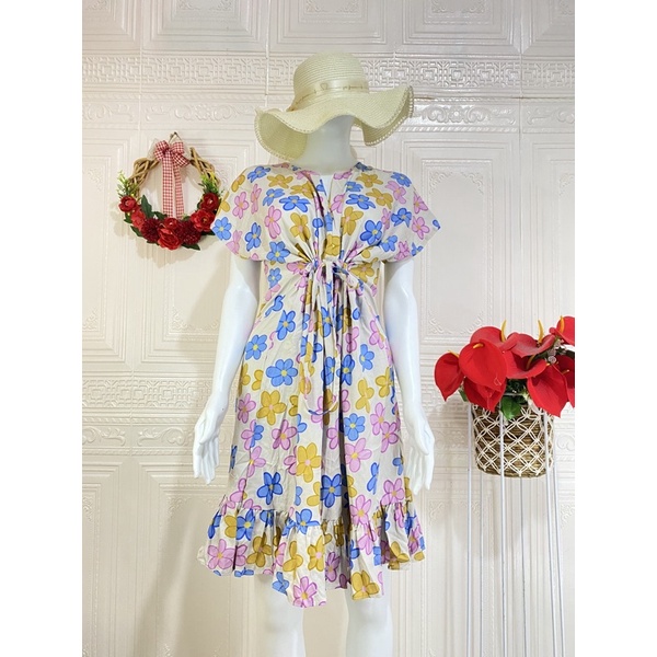 Daster ruffle serut / daster ruffle busui viral / daster serut rempel selutut-FloLilacBlue