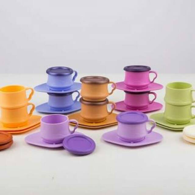 Mug cangkir plastik anti pecah tea cup tea mug twin tulipware