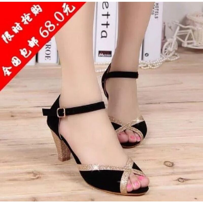 sand wanita high heels goldblack