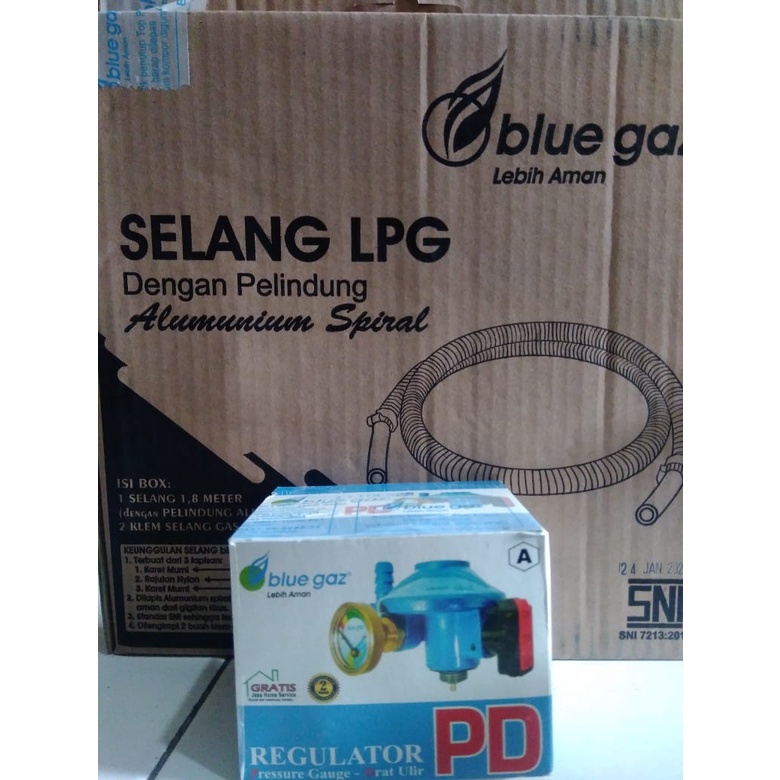 Paket Regulator PD dan Selang gas Blue Gaz