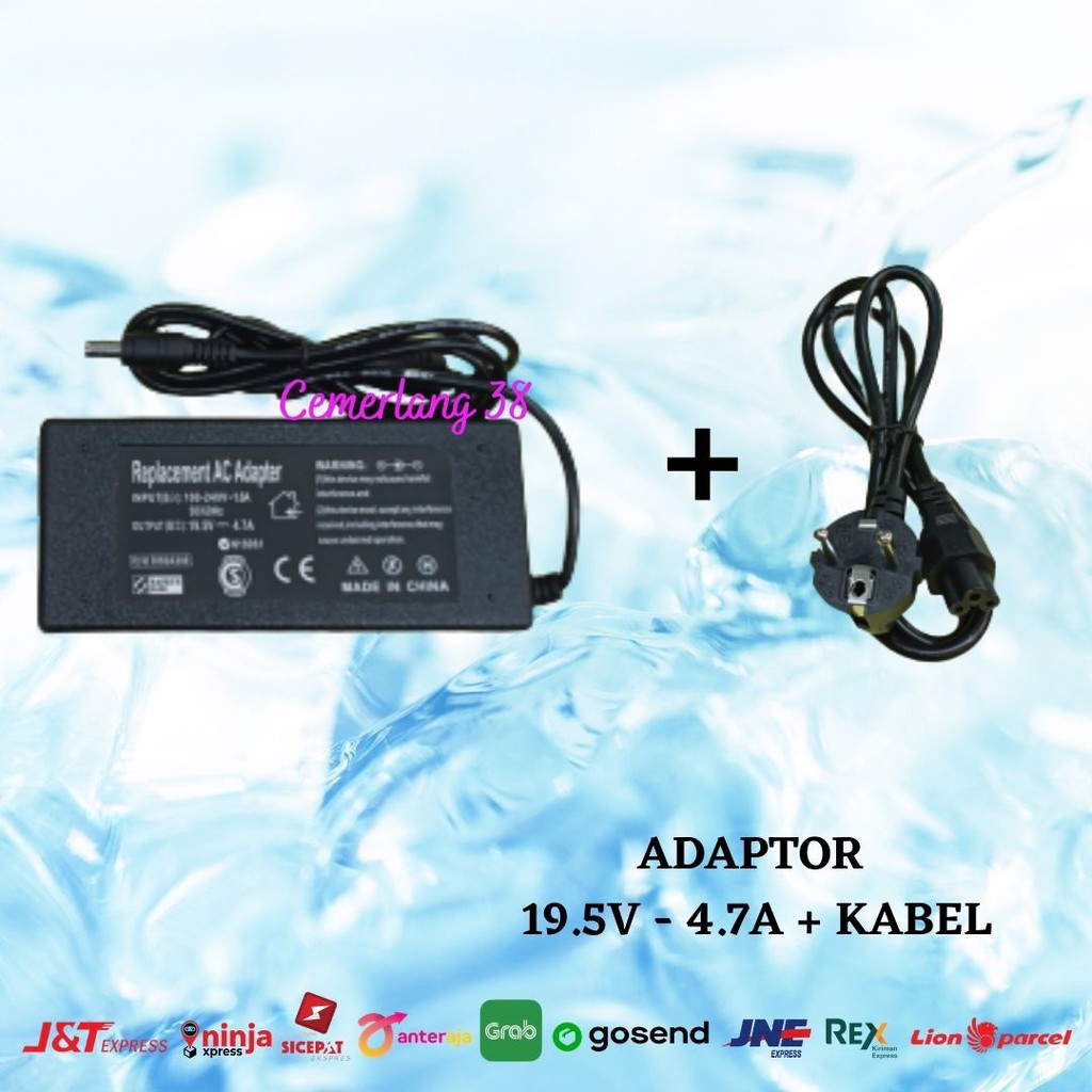 Adaptor Charger laptop 19.5 V 4.74 A + kabel power jarum switching