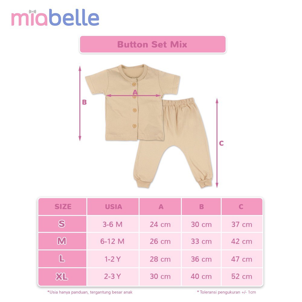 Miabelle Button Set Mix Baju Pendek Celana Panjang - Setelan Piyama Pendek Anak Earth Tone Series