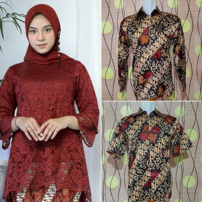 IndahKebaya | COUPLE KEBAYA JUMBO SAMPAI LD 130CM / KEMEJA BATIK CASUAL PRIA / KEBAYA RINJANI BROKAT