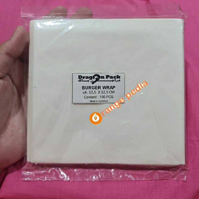 

Kertas Burger ukuran 12,5 x 12,5 cm - Burger Wrap - Dragon Pack - isi 100pcs