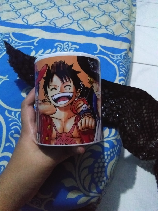 Semaumug Gelas Gift Cangkir Custom Mug Print One Piece Monkey D Luffy Zoro Sabo Asl
