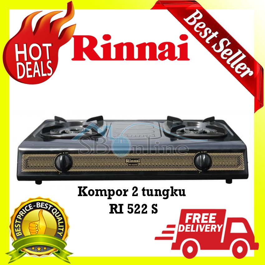 Rinnai Kompor Gas 2 Tungku - RI 522 S - HARGA PABRIK