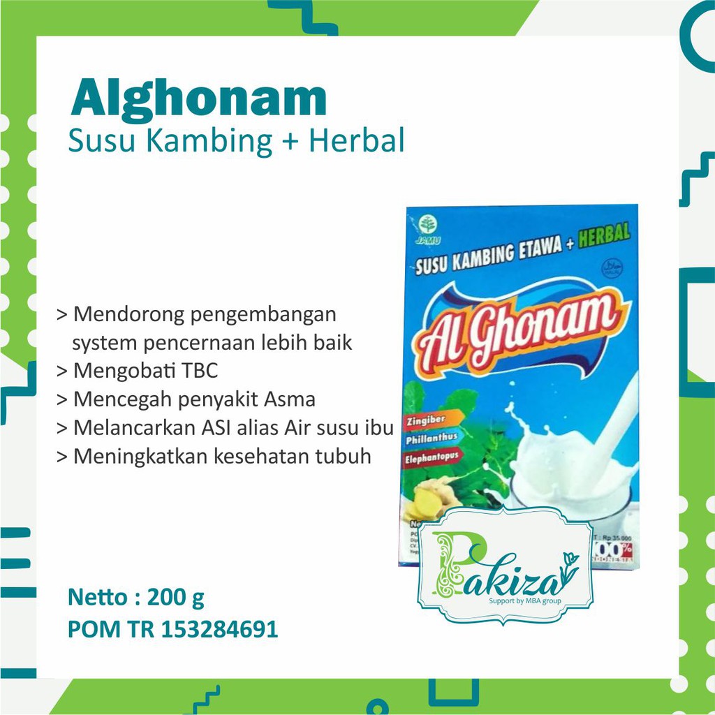 

Alghonam susu kambing etawa + herbal Al ghonam