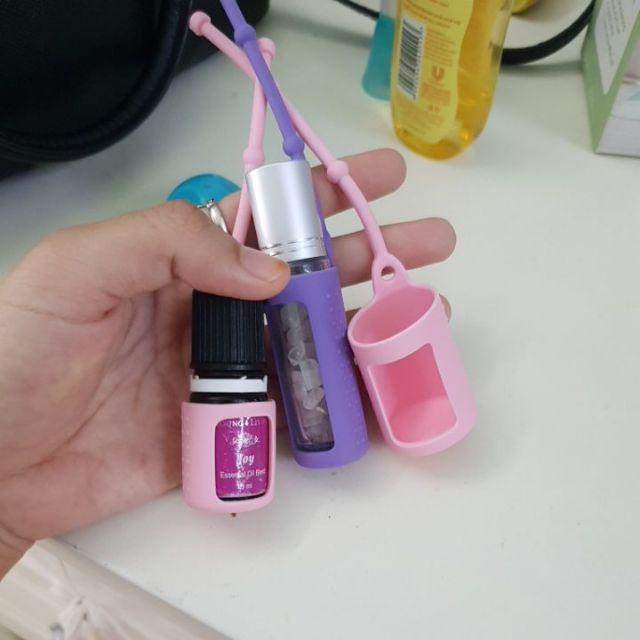 Silicone Case Essential Oil Pink 15ml Dan 5ml - Accessories Aromatherapy Minyak Atsiri Gantungan Oil