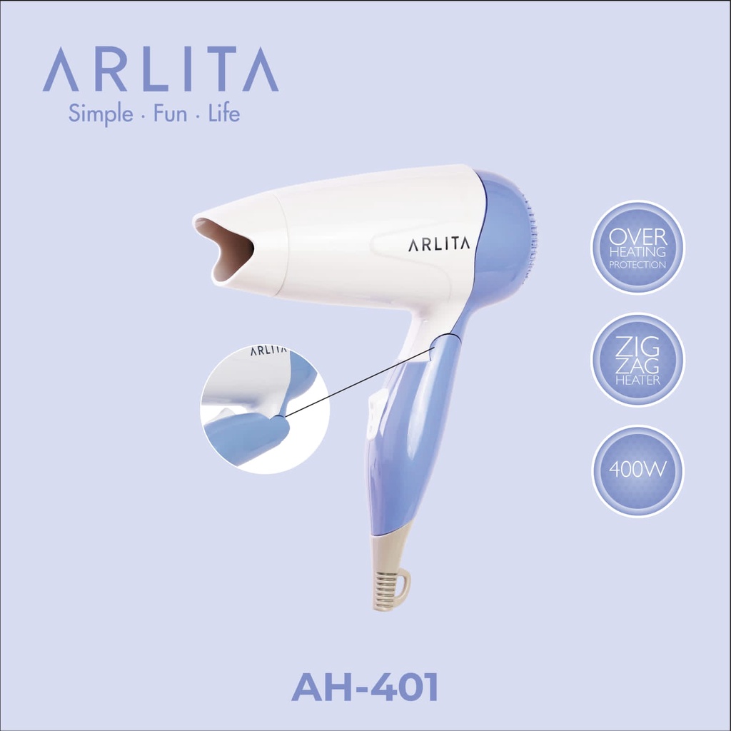 Arlita Hair Dryer Pengring Rambut AH-401 400W By kirin AH401 AH 401