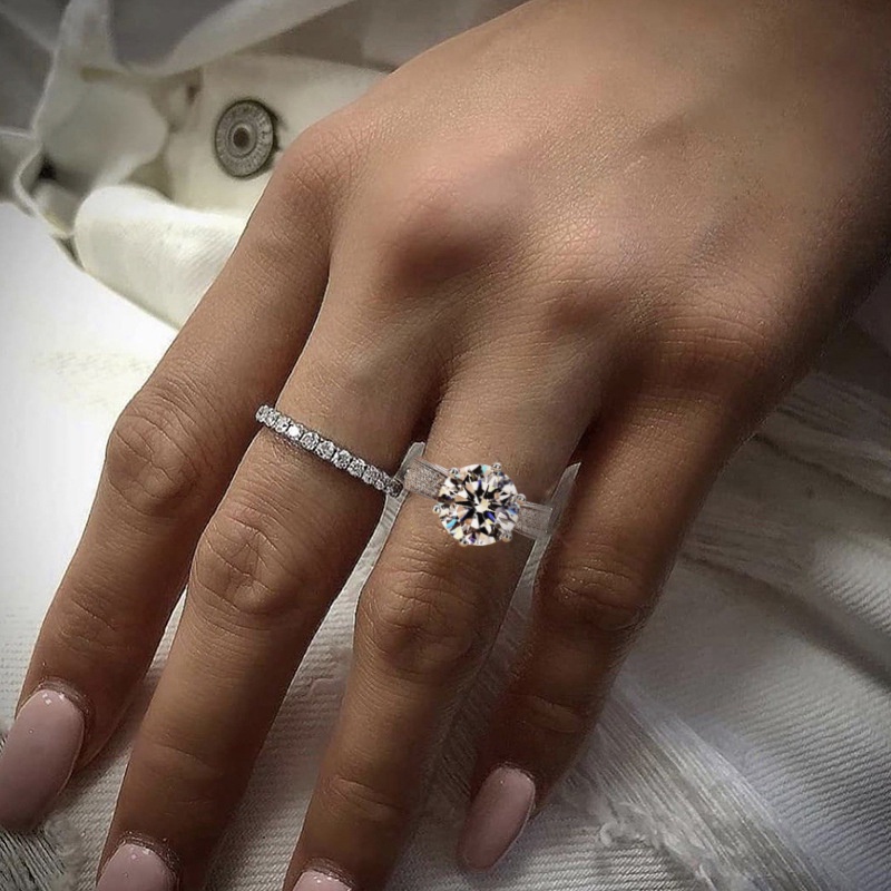 Cincin Kristal Cubic Zirconia Ukuran 12mm Untuk Wanita