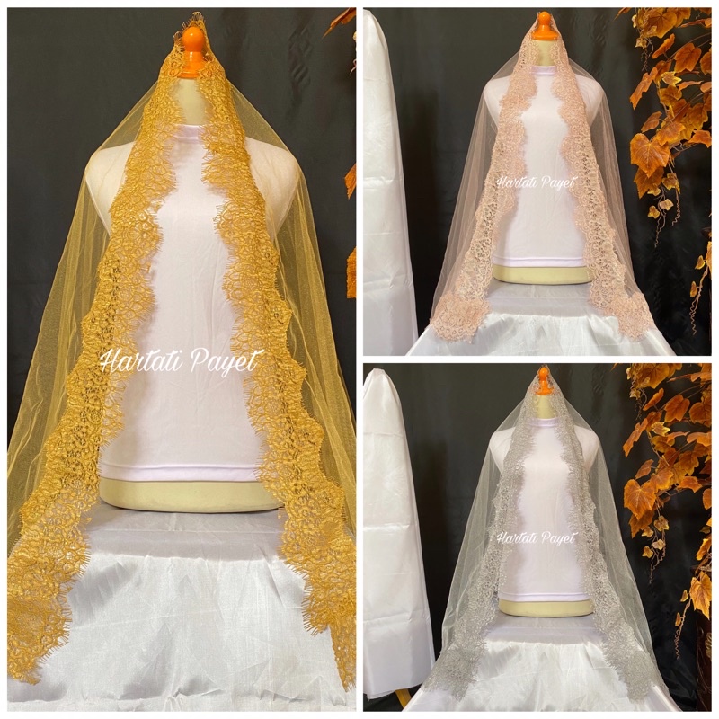 Ready Veil Pengantin Prancisan / Kerudung Akad Nikah / Selendang Slayer / Wedding Veil