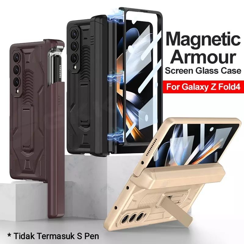 Case Samsung Galaxy Z Fold 3 4 Armor Standing Hinge Protection Pen Slot Sliding