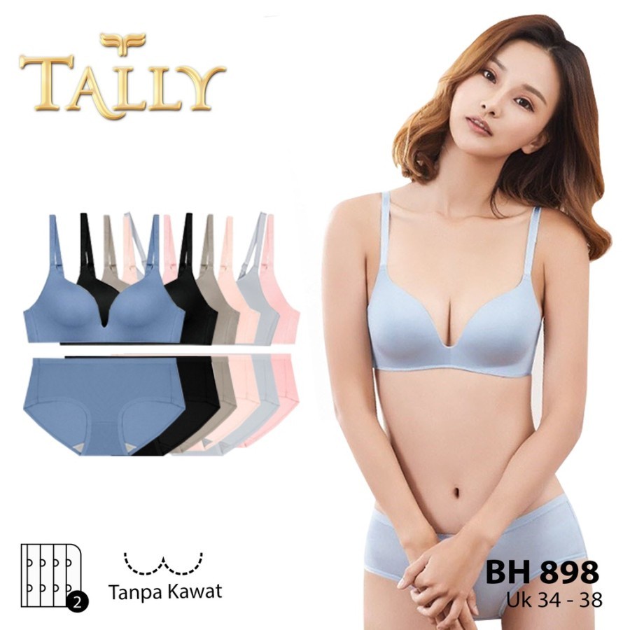 TALLY 898 Bh Set T-shirt Bra Busa tipis Tanpa Kawat BH Underwear