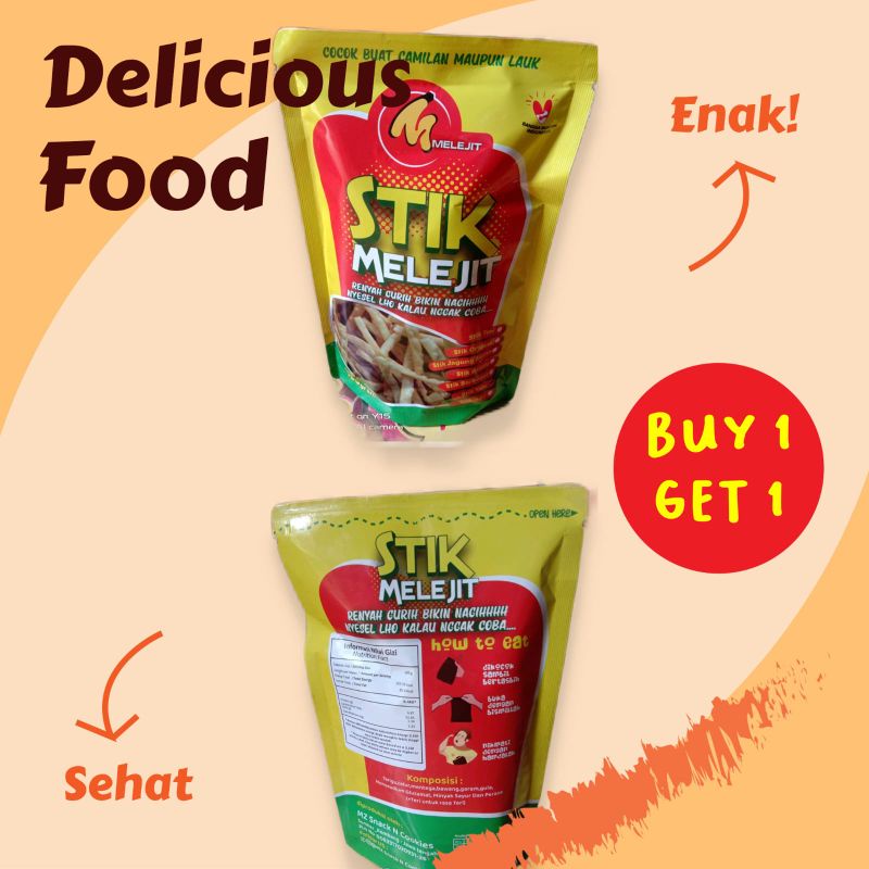 

snack stik melejit,rasa teri,bawang ,jeruk,balado ,jagung manis,barbieque100g