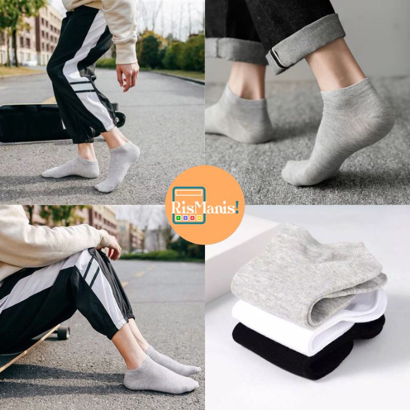 UNISEX ANKLE SOCKS - Kaos Kaki Pendek Fashion Pria Wanita Bahan Katun Lembut Serap Keringat All Size Dewasa Semua Ukuran Pergelangan Kaki Panjang Mata Kaki