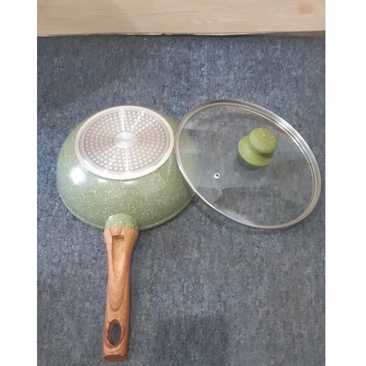 BOLDe ORGANIC GREEN WOK PAN 24 cm + GLASS LID - WAJAN SUPERPAN GREEN