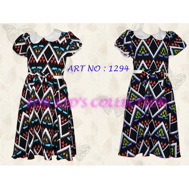 Dress Fashion Casual Anak Perempuan Bahan Waffel Motif Printing