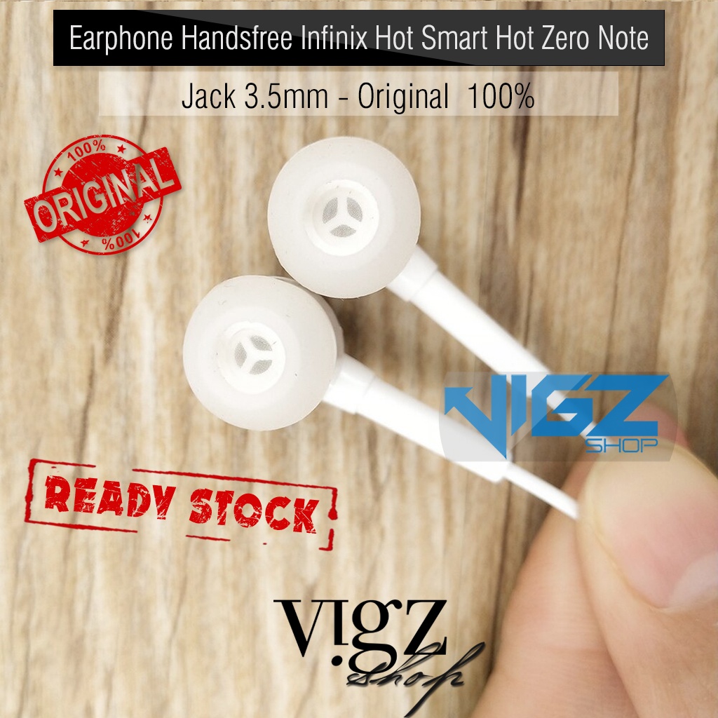 Earphone Handsfree Infinix Hot Smart Hot Zero Note Jack 3.5mm Original 100%