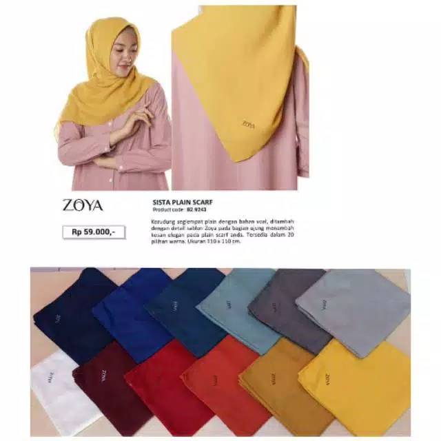 Sista plain scarf zoya polos segi empat Shopee Indonesia