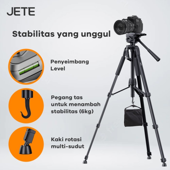 JETE H11 Tripod Professional DSLR Camera Video Tripod Pan Head 3 Way