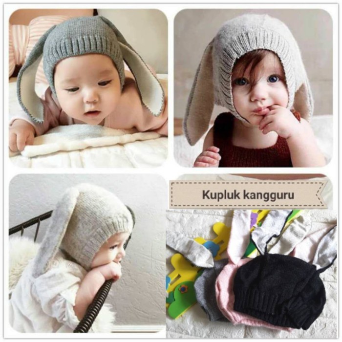 Kupluk rajut RABBIT telinga panjang topi baby boy girl
