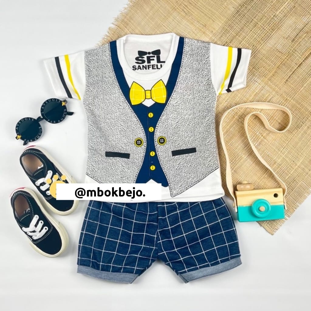 SETELAN BAJU ANAK COWOK PROFESI GAMBAR TUXEDO LUCU SET PAKAIAN ANAK MURAH