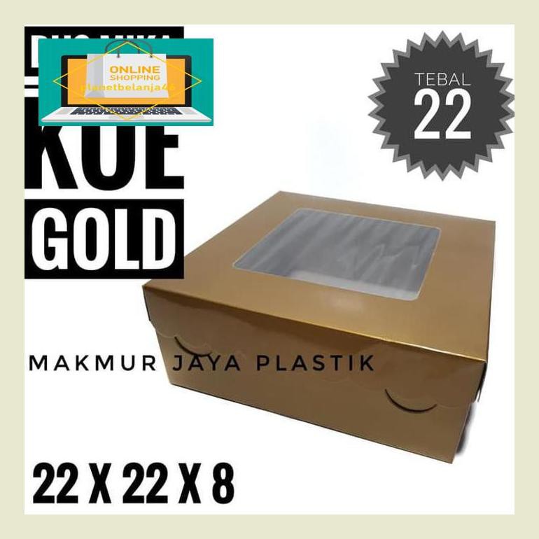 

Aaxs74 Dus Kue Mika - Emas 22 Paper Box Dus Gold Tutup Mika 22 X 22 Aacjlxx