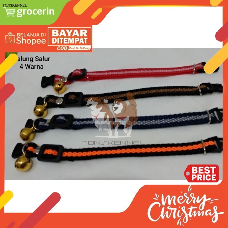 Kalung Anjing Kucing Kelinci Strap Tali Leher Aksesoris Hewan  2 Warna Salur Random Bayar di Tempat