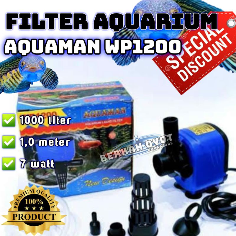 POMPA FILTER CELUP AQUARIUM AQUAMAN 1200 7watt 1000LITER